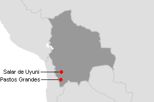 ボリビアのリチウム塩湖地図