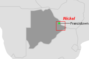ボツワナの主なニッケル生産地域