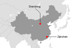 中国の主要鉱山地図