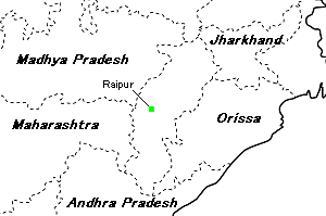Chhattisgarh（チャッティースガル州）の地図