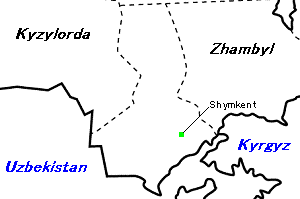 South Kazakhstan（南カザフスタン州）の地図