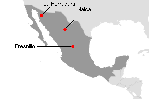 メキシコの主要鉱山地図
