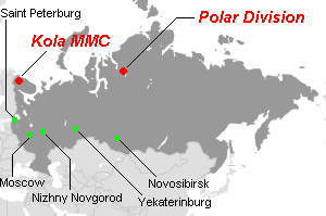 ロシアのニッケル生産拠点地図