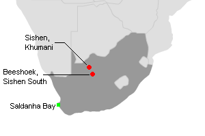 南アフリカ共和国の主な鉄鉱山地図