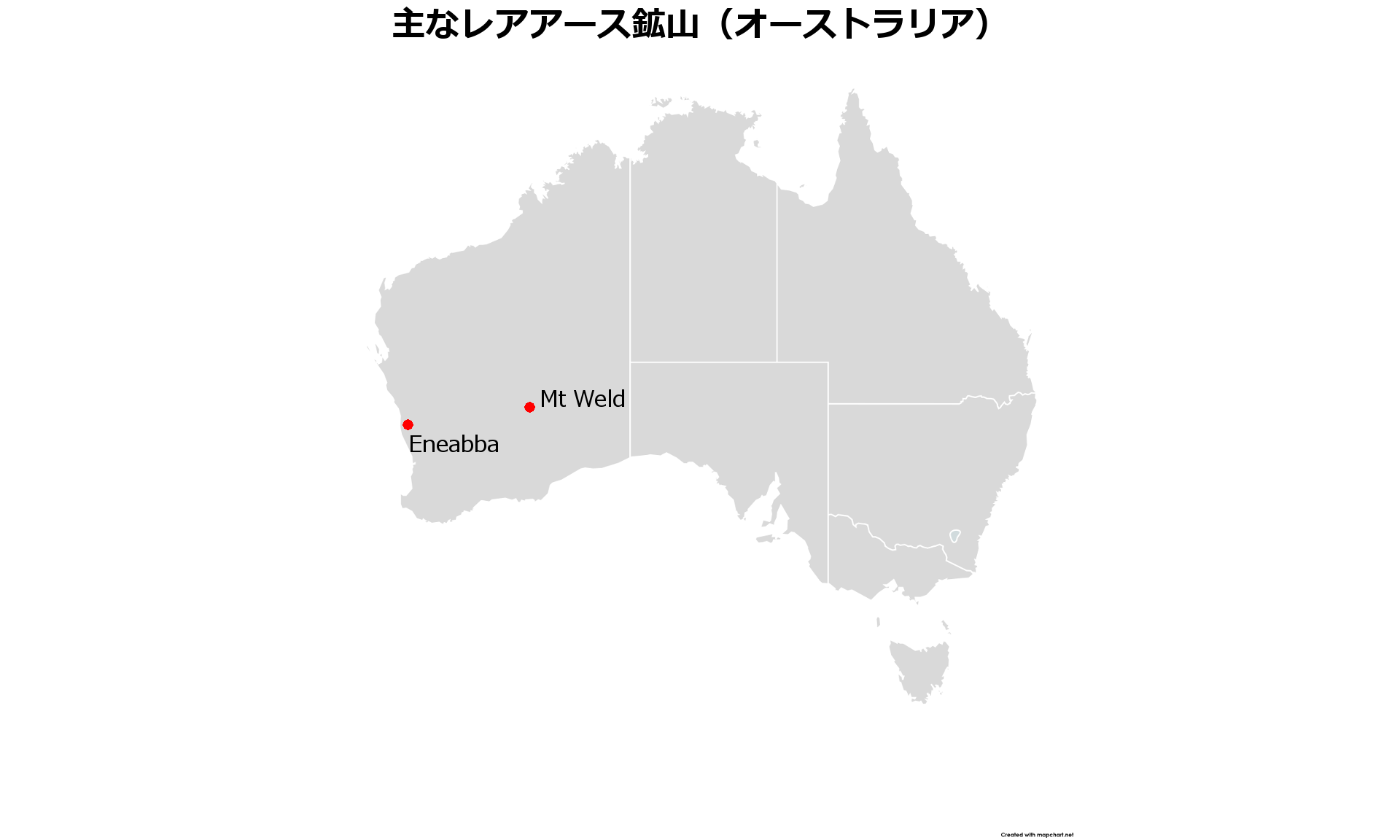 オーストラリアレアアース鉱山地図