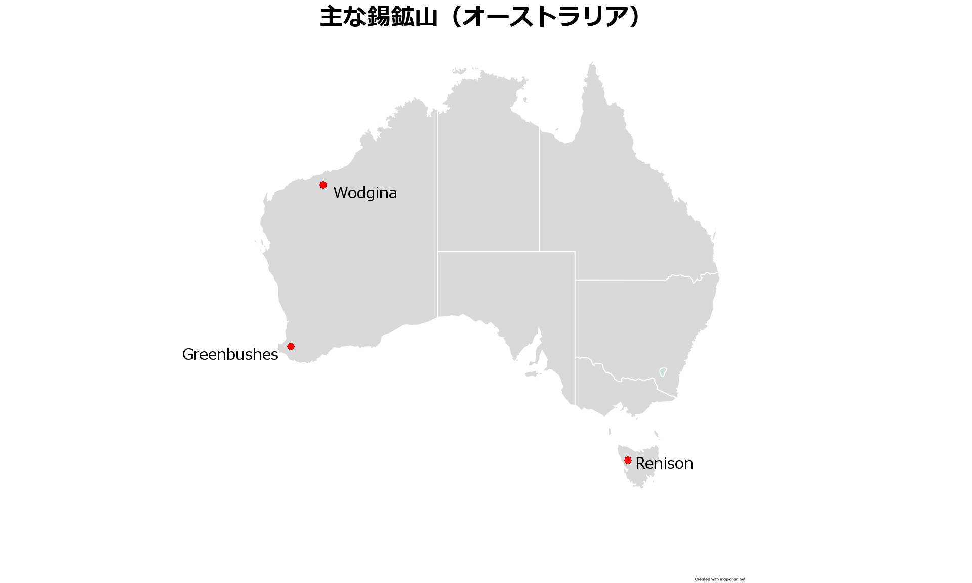 オーストラリア錫鉱山地図