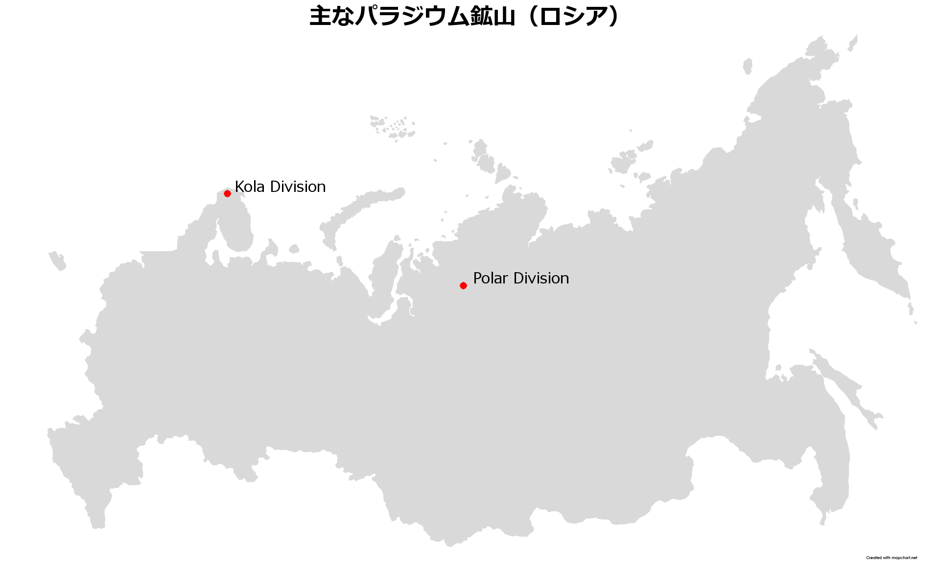 ロシアパラジウム鉱山地図