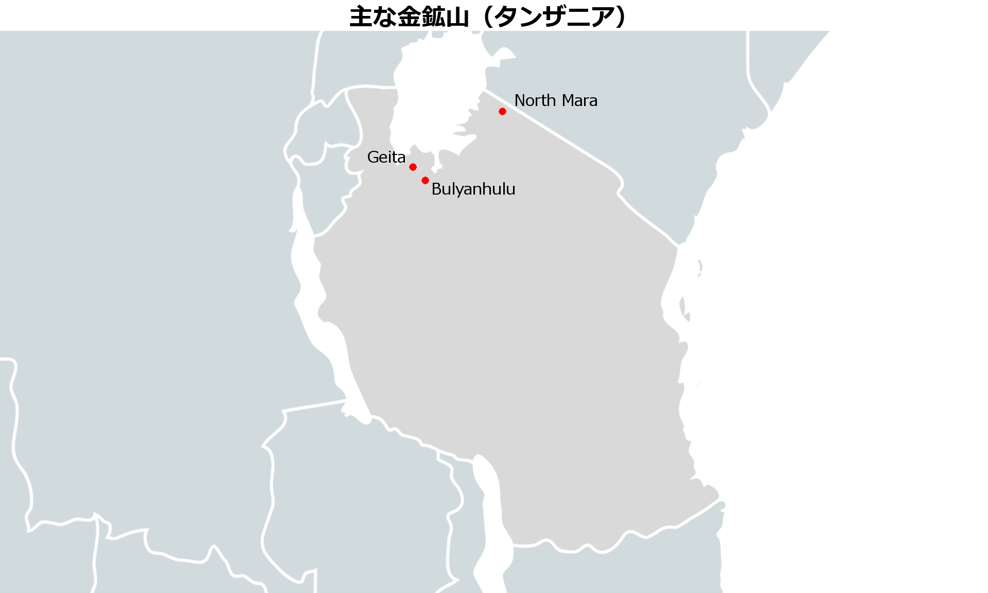 タンザニア金鉱山地図