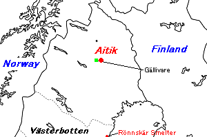 Aitik鉱山周辺地図
