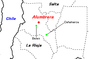 Alumbrera金・銅鉱山周辺地図