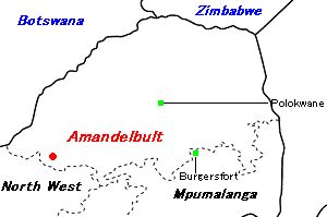 Amandelbult PGM鉱山周辺地図