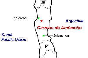 Carmen de Andacollo銅鉱山周辺地図