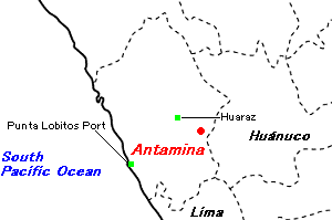 Antamina（アンタミナ）鉱山周辺地図