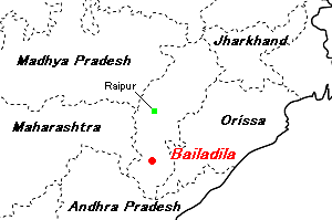 Bailadila（バイアディラ）鉄鉱山周辺地図