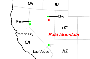 Bald Mountain（ボールド・マウンテン）金鉱山周辺地図