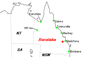 Baralaba石炭鉱山周辺地図