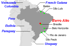 Barro Alto（バーロ・アウト）ニッケルプロジェクト周辺地図