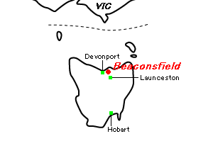 Beaconsfield（ビーコンズフィールド）金鉱山周辺地図