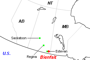Bienfait石炭鉱山周辺地図