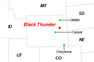 Black Thunder（ブラック・サンダー）鉱山周辺地図
