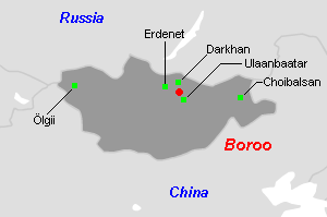 Boroo金鉱山周辺地図