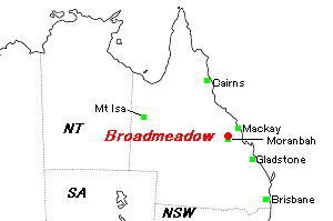 Broadmeadow（ブロードメドー）鉱山周辺地図