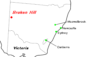 Broken Hill（ブロークン・ヒル）鉱山周辺地図