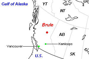 Brule石炭鉱山周辺地図
