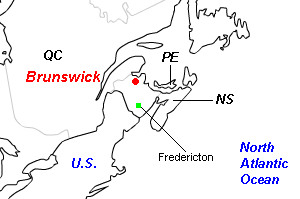 Brunswick（ブルンスウィック）亜鉛・鉛鉱山周辺地図
