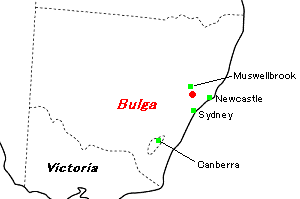 Bulga石炭鉱山周辺地図