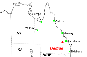 Callide石炭鉱山周辺地図