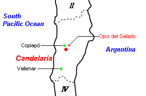 Candelaria（カンデラリア）銅・金鉱山周辺地図
