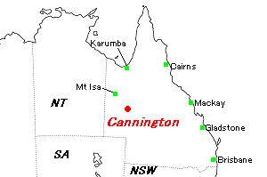 Cannington（カニングトン）鉛・亜鉛・銀鉱山周辺地図