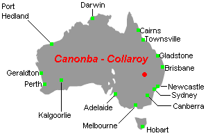 Canonba-Collaroy銅・金プロジェクト周辺地図