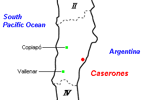 Caserones（カセロネス）銅・モリブデンプロジェクト周辺地図
