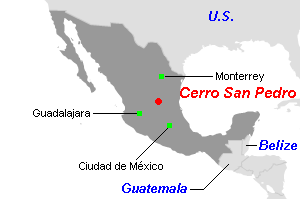 Cerro San Pedro（セロ・サン・ペドロ）金鉱山周辺地図