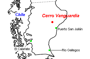 Cerro Vanguardia金・銀鉱山周辺地図