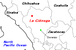 La Cienega鉱山周辺地図