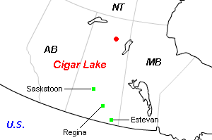 Cigar Lake（シガーレイク）鉱山周辺地図