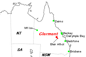 Clermont（クレアモント）鉱山周辺地図