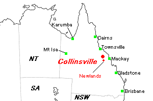 Collinsville（コリンズビル）石炭鉱山周辺地図