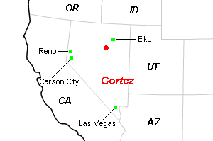 Cortez金鉱山周辺地図