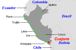 Cuajone銅鉱山周辺地図