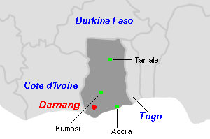 Damang金鉱山周辺地図