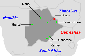 Damtshaaダイヤモンド鉱山周辺地図
