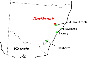 Dartbrook石炭鉱山周辺地図