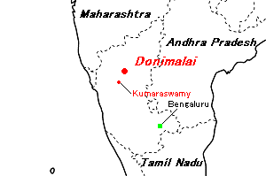 Donimalai鉄鉱山周辺地図