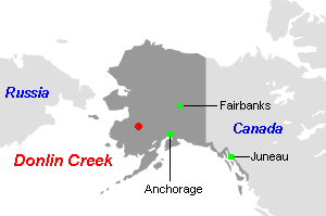 Donlin Creek（ドンリン・クリーク）金プロジェクト周辺地図