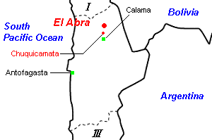 El Abra銅鉱山周辺地図