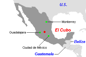 El Cubo（エル・クボ）鉱山周辺地図